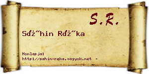 Sáhin Réka névjegykártya